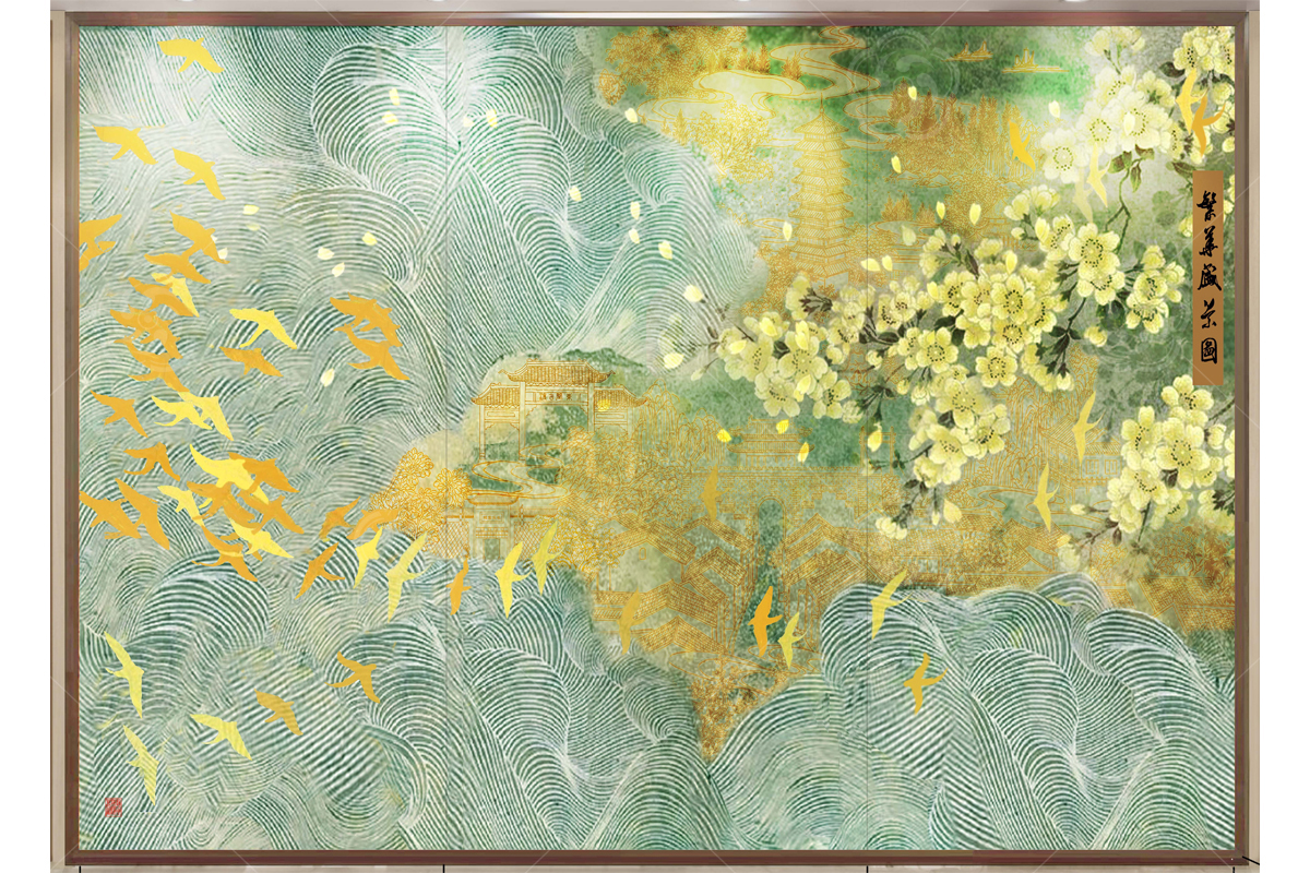 刻漆壁畫《運河》